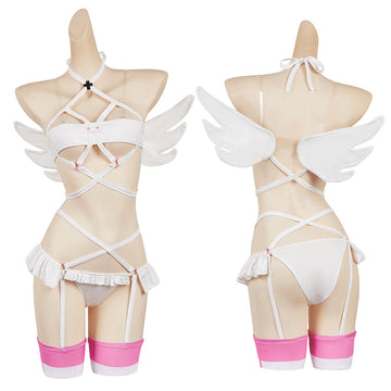 2.5 Dimensional Seduction Ririsa Amano White Sexy Lingerie Cosplay Costume Outfits